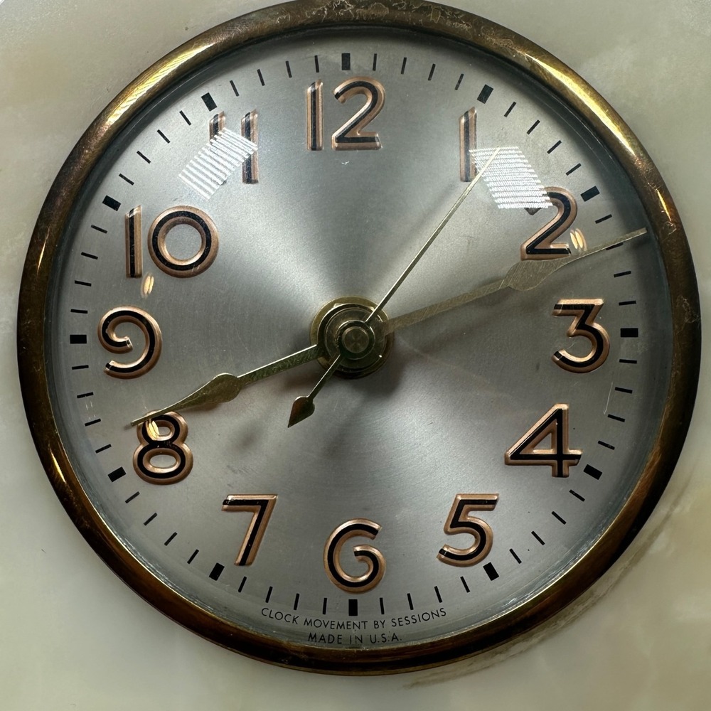 Vintage Made in USA Onyx Mantel Clock Movement by Sessions 7" Working - Picture 5 of 8